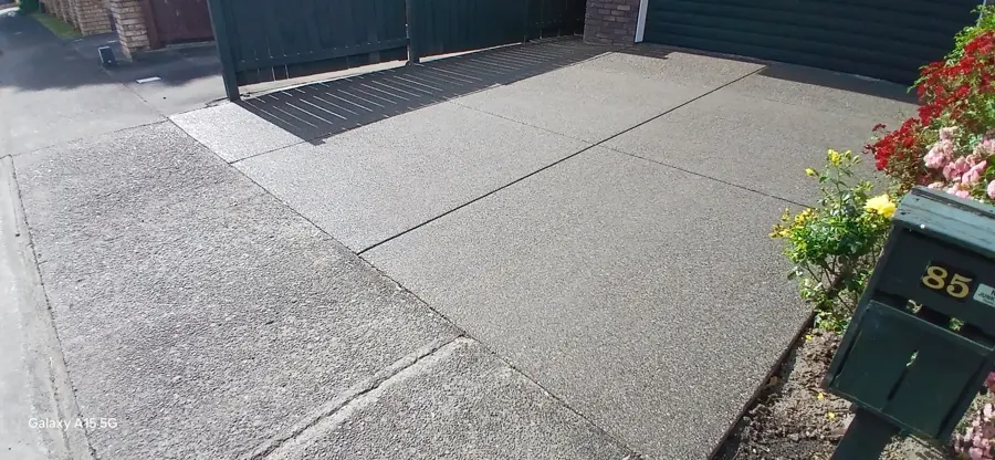 Finished exposed aggregate concrete driveway in Palmerston North